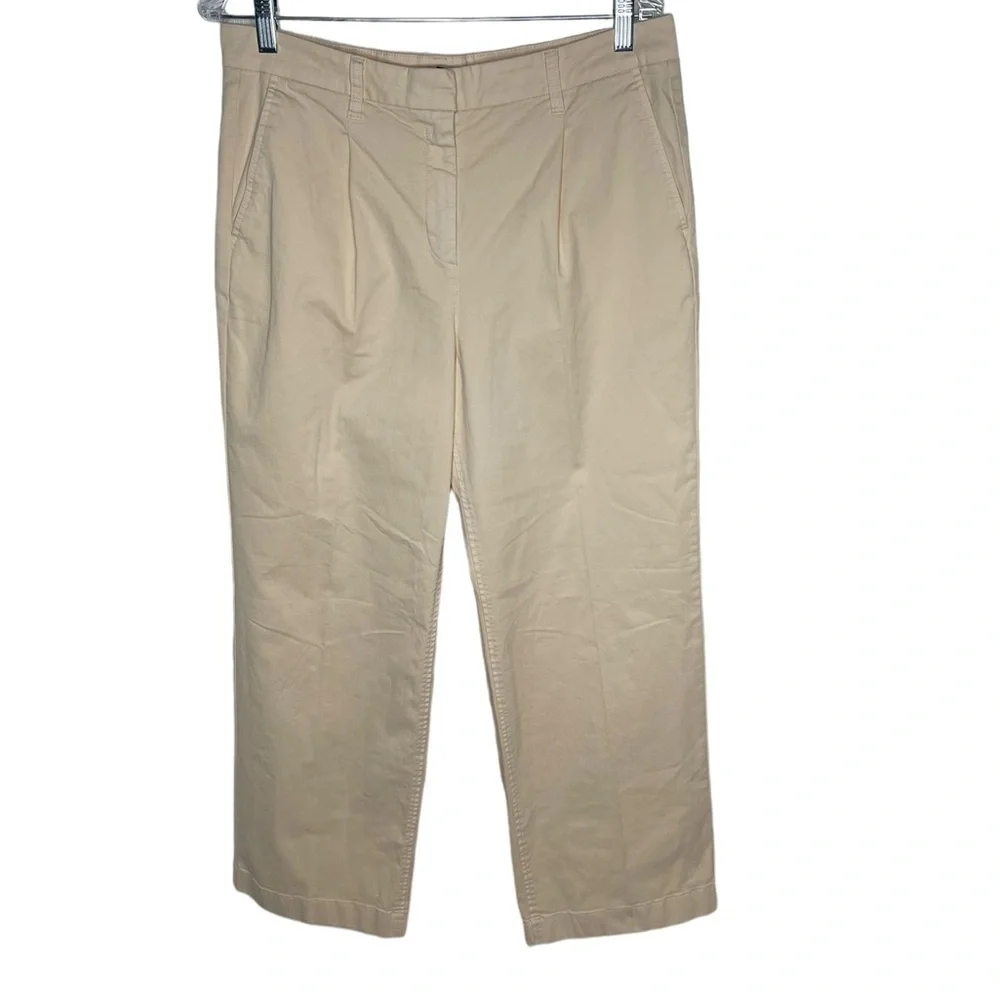 J.Crew Women’s Pleated khaki Pants Size 10 Straight Leg Zipper Closure Pockets